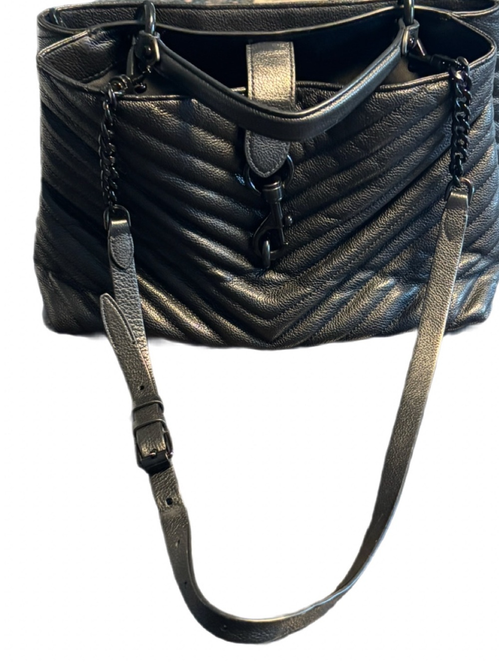 Rebecca Minkoff Black Edie Chevron Satchel EUC